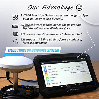 SMAJAYU El sistema de guía GPS JY100 para agricultura de precisión antena GNSS y tablet 10" cualquier marca de tractores como John-Deere CAT CASE CLAAS JCB DEUTZ