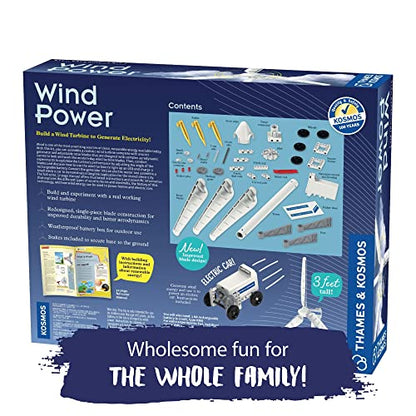 Thames & Kosmos Kit de experimento STEM Wind Power V4.0 | Construye una turbina eólica de 3 pies para generar electricidad | Aprende sobre energía renovable y alimenta un automóvil modelo pequeño | Resistente a la intemperie para uso en exteriores