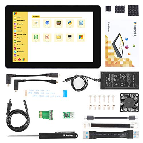 SunFounder RasPad 3.0 - Una tablet todo en uno para Raspberry Pi 4B con visualización táctil de 10.1 pulgadas y batería integrada para proyectos de IoT, programación, juegos, impresión 3D