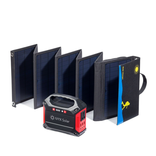 Compact Solar Generator: 60W Solar Panel 155Wh Lithium Ion Battery