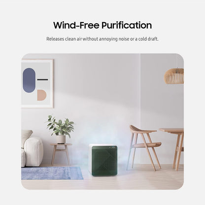 SAMSUNG BESPOKE - Purificador de aire cubo, eliminador de olores, sistema doméstico con filtración HEPA, purificación de 360 grados, modo mascota, control inteligente, atrapa el polvo, AX350A9350N, gris