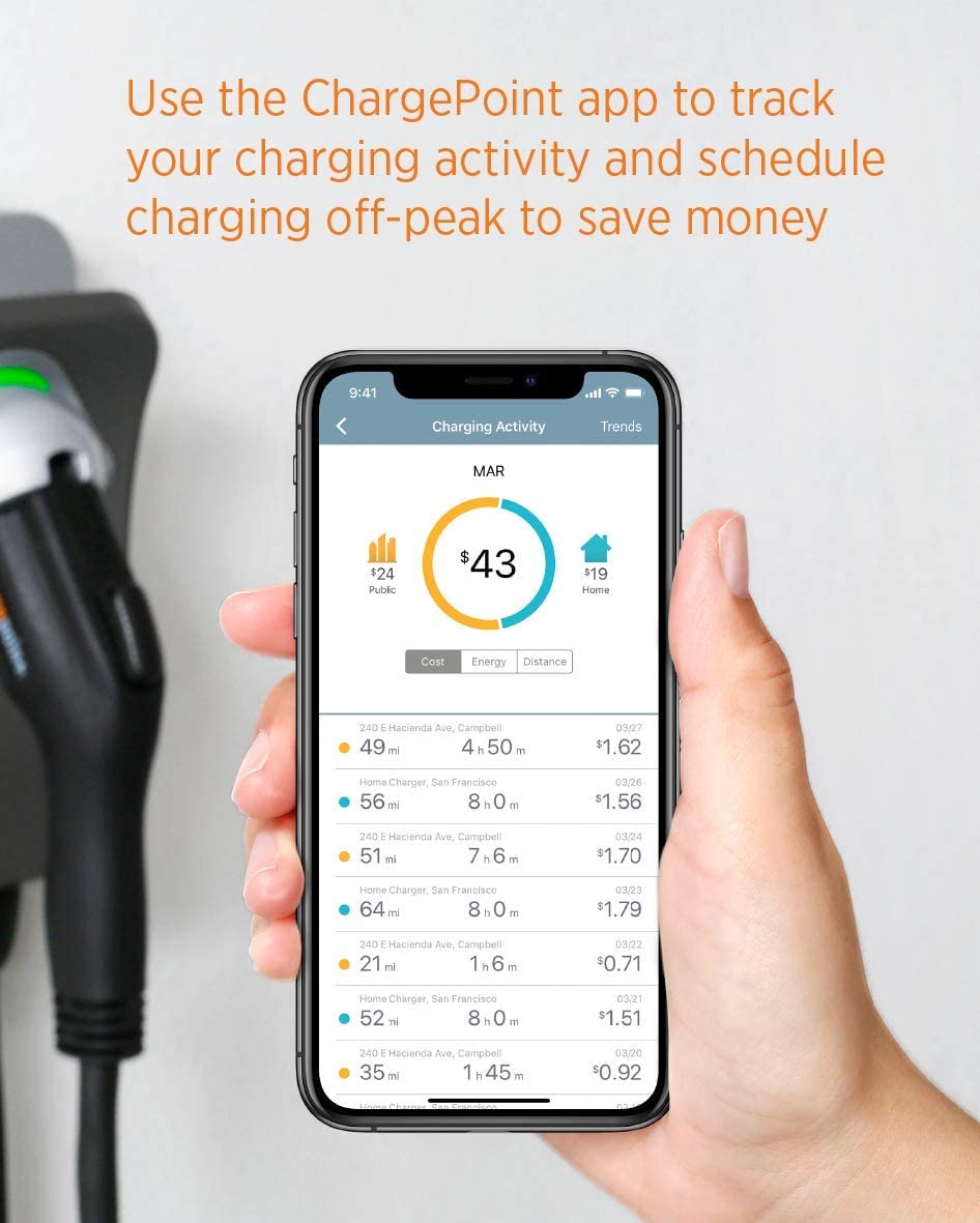 ChargePoint Home Flex Electric Vehicle (EV) Charger 16 to 50 Amp, 240V, Level 2 WiFi Enabled EVSE, UL Listed, Energy Star
