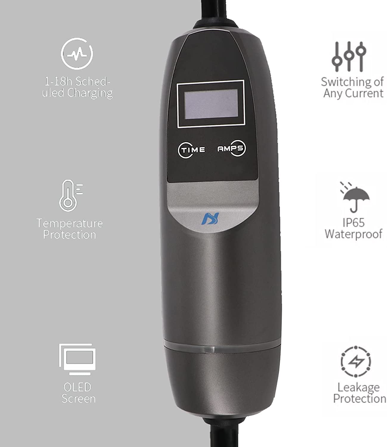 MCEVKELN Estación de carga portátil EV de nivel 2 compatible con autos eléctricos SAE J1772, 240 V, 40 amperios, NEMA 14-50