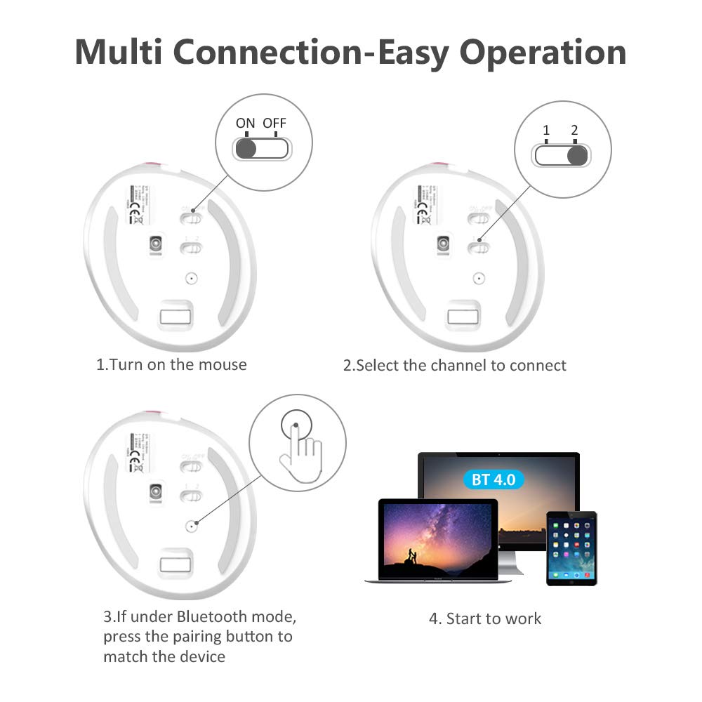 Delux Vertical Mouse with 2.4g RF Dongle and BT 4.0
