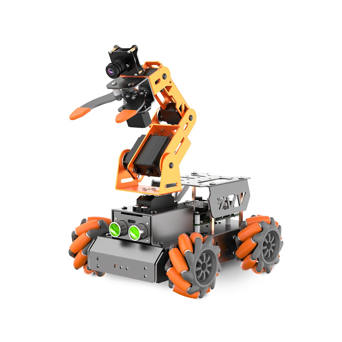 Robot de chasis de rueda de Mecanum brazo robótico inteligente 5 DOF AI Vision ROS Open Source (sin Raspberry Pi)