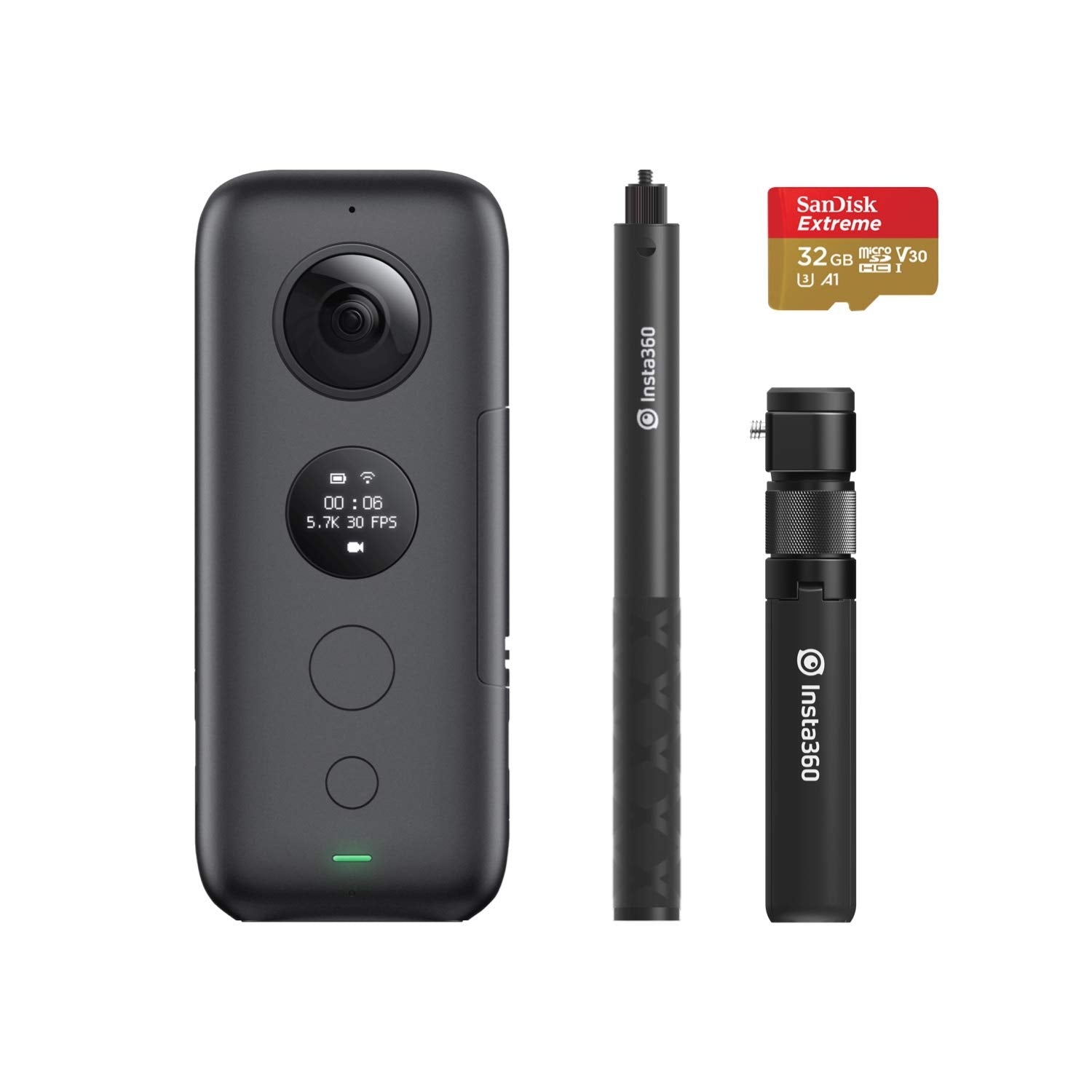 Insta360 ONE X Panoramic Sports Video Action Camera 5.7K 18MP Stabilization Real Time WiFi Transfer (with Built-in Memory Card)