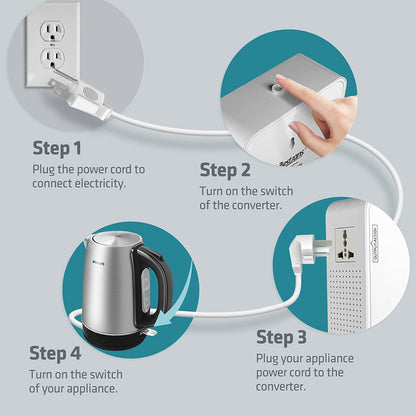 BESTRANS Convertidor de voltaje de 1500 W de 110 V a 220 V, convertidor de transformador de potencia con 2 salidas para uso de electrodomésticos de Asia Europa de 220 V en EE. UU
