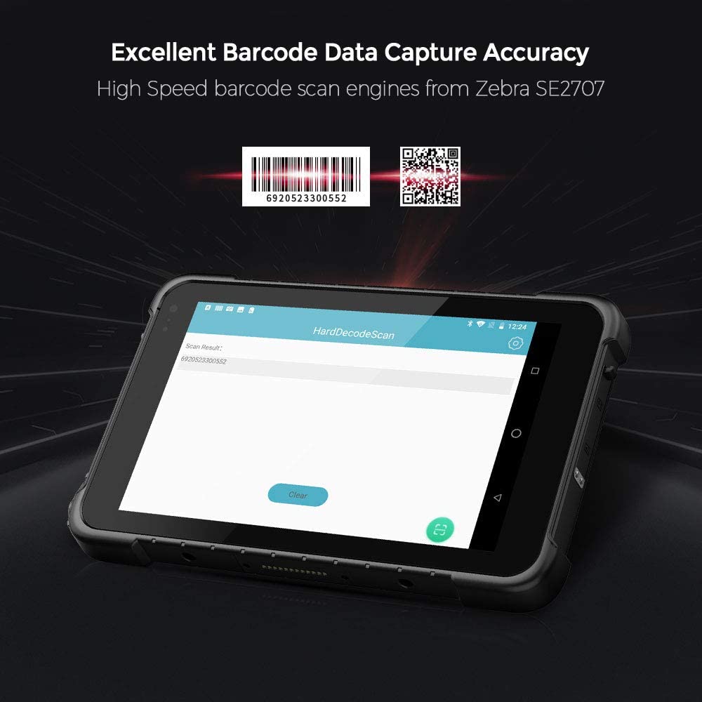 LOSRECAL Rugged Tablet Android 8.1 GMS Zebra 2D Android Barcode Scanner 8 Inch Industrial Tablet MIL-STD-810G IP67 WiFi NFC 4G GPS BT 8500mAh Android Tablet for Warehouse Management Field Mobile Work