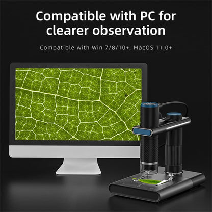 Yeacher Microscopio 1200X con Soporte Manos Libres Inalámbrico WiFi Microscopio Recargable Endoscopio Lupa Cámara Digital óptica 2M Píxeles 50-1000X Aumento 8 Luces LED Ajustables para PC Tablet