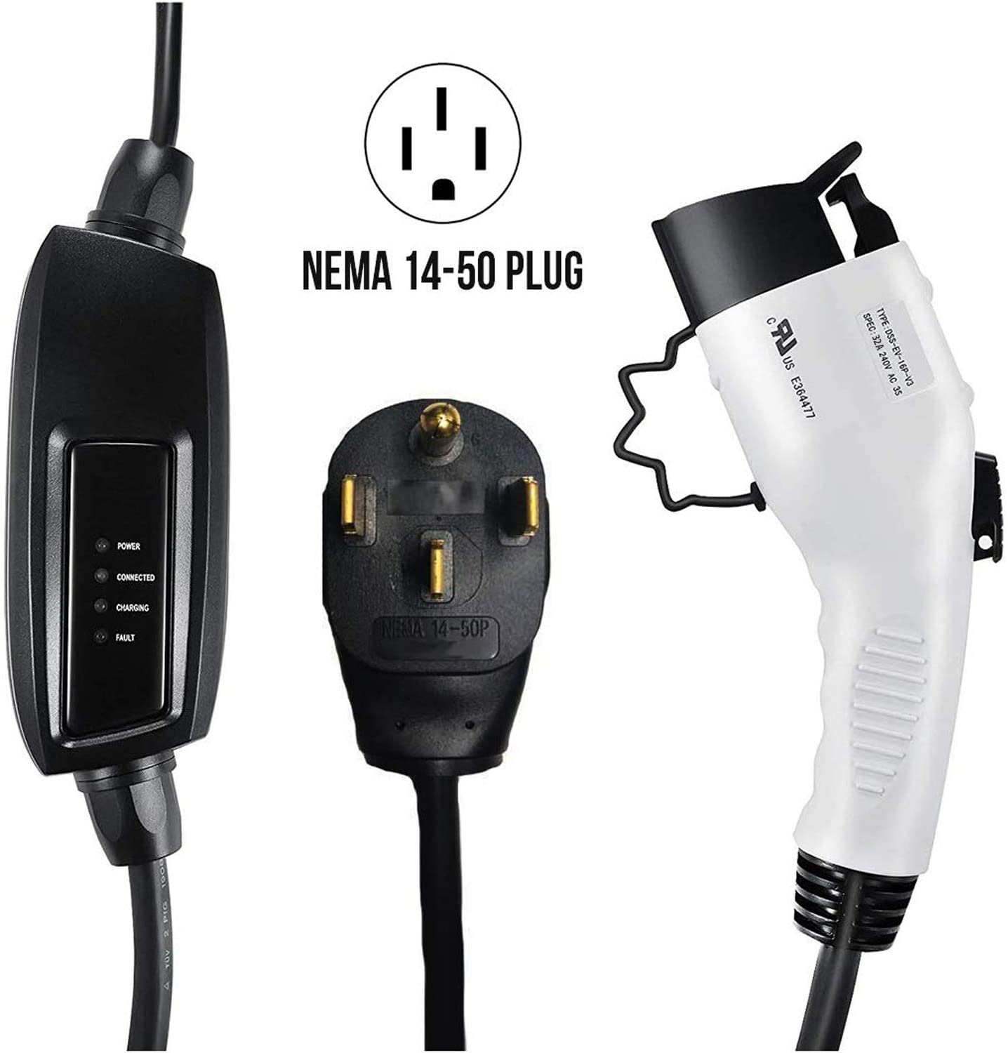 Lectron 120V / 240V 16 Amp Nivel 2 Cargador EV auto electrico con cable de extensión de 21 pies Cable J1772 32A NEMA 14-50