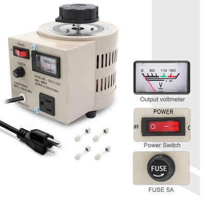 LVYUAN Regulador de voltaje variable del transformador variable, salida 0-130 V, entrada de 110 V-120 V (500 VA)
