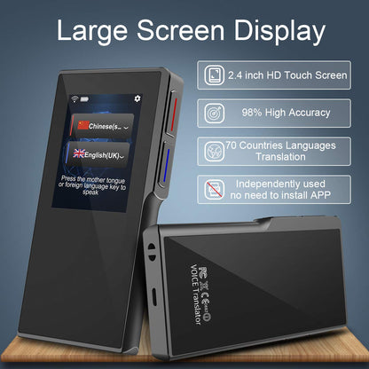 [Upgraded] Birgus Smart Voice Translator Device with 2.4 Inch High Definition Toch Screen Support 82 Languages for Travelling Abroad Learning Off-Line Shopping Business Chat Recording Translations