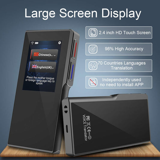 [Upgraded] Birgus Smart Voice Translator Device with 2.4 Inch High Definition Toch Screen Support 82 Languages for Travelling Abroad Learning Off-Line Shopping Business Chat Recording Translations
