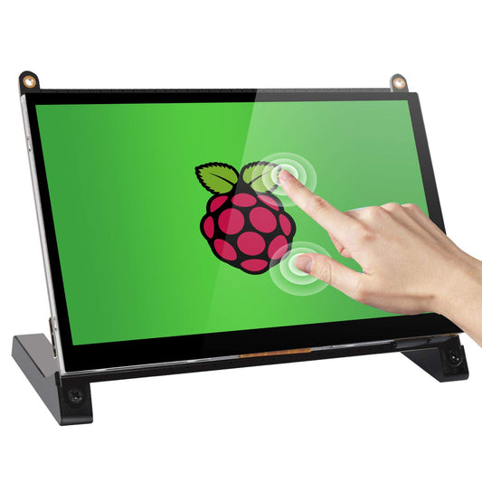 Raspberry Pi Touchscreen Monitor, 7'' HDMI Touch Screen Display IPS 1024x600 with Prop Stand Built-in Dual Speakers HDMI 2.0 Plug and Play FPC for Raspberry Pi 4 3 2 Zero B+ Model B Xbox PS4 iOS Win