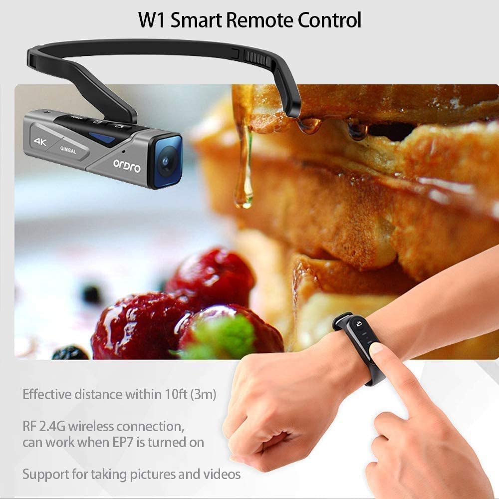 Cámara de vídeo de videocámara 4K, ORDRO EP7, minicámara portátil 4K, Ultra HD 4K 60FPS con estabilización de imagen Gimball, enfoque automático y control remoto (con tarjeta micro SD de 64 GB)