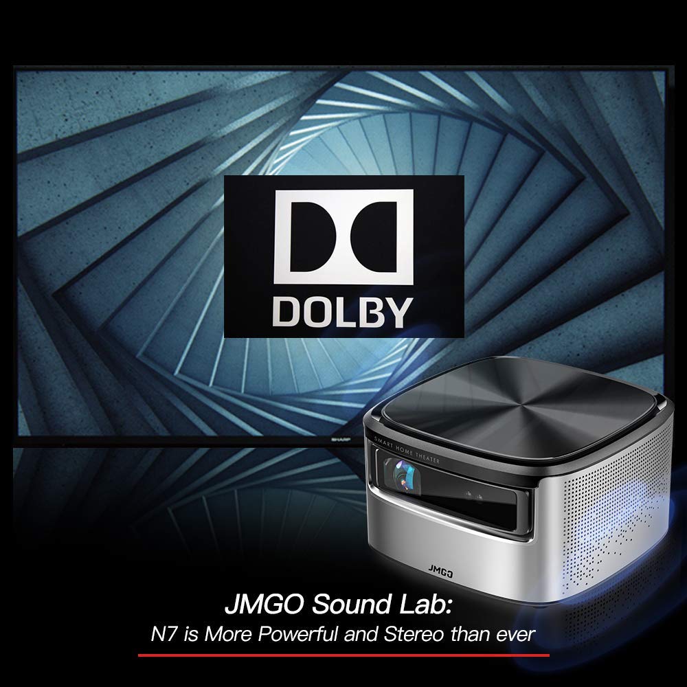 JMGO J6S Native 1080P Full HD 4K Projector with Android, 1100 ANSI lm, Auto Focus, Keystone Correction,DLP, Dolby, 3D, WiFi, Bluetooth Speaker, Smart Home Cinema Video Projector, 300" Picture