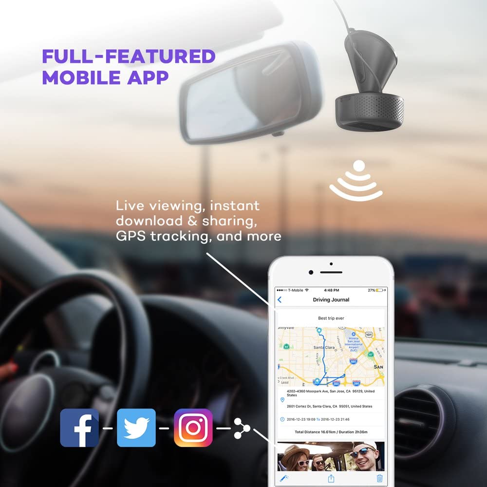 Dual Dash cam | VAVA Dual 1920x1080P FHD | Front and Rear dash camera | 2560x1440P Single Front| for cars with Wi-Fi | Night Vision | Parking Mode | G-sensor | WDR | Loop recording| Support 128GB Max