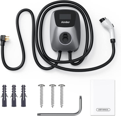 Aimiler Cargador EV Nivel 2, 48A 240V 11.5KW Cargador inteligente de vehículo eléctrico con NEMA 14-50P, estación de carga de coche para interiores y exteriores con aplicación, Wi-Fi y Bluetooth habilitado EVSE