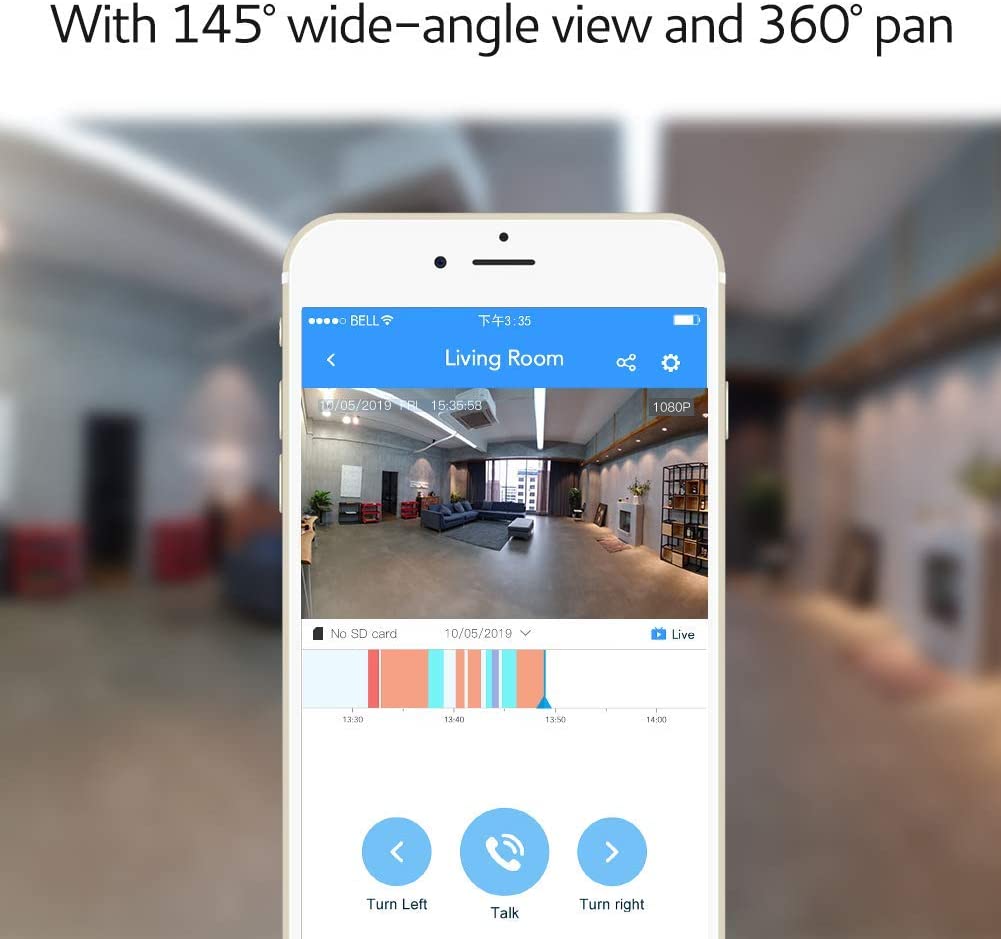 Bosma X1 1080p HD Night Vision Camera, 360 degree Pan with Advanced Motion Detection, Sound Detection, Siren Alarm, Color Night Vision, 2-Way Audio, for Home Security