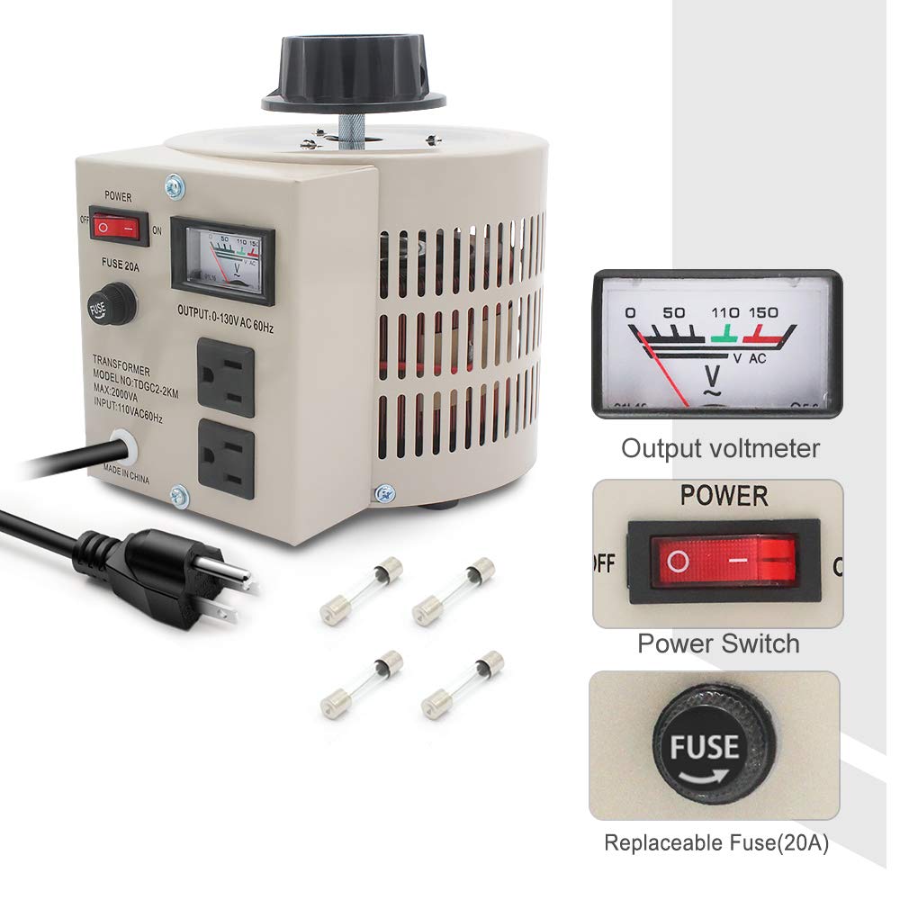 Regulador de voltaje variable del transformador variable, salida 0-130 V, entrada de 110 V-120 V