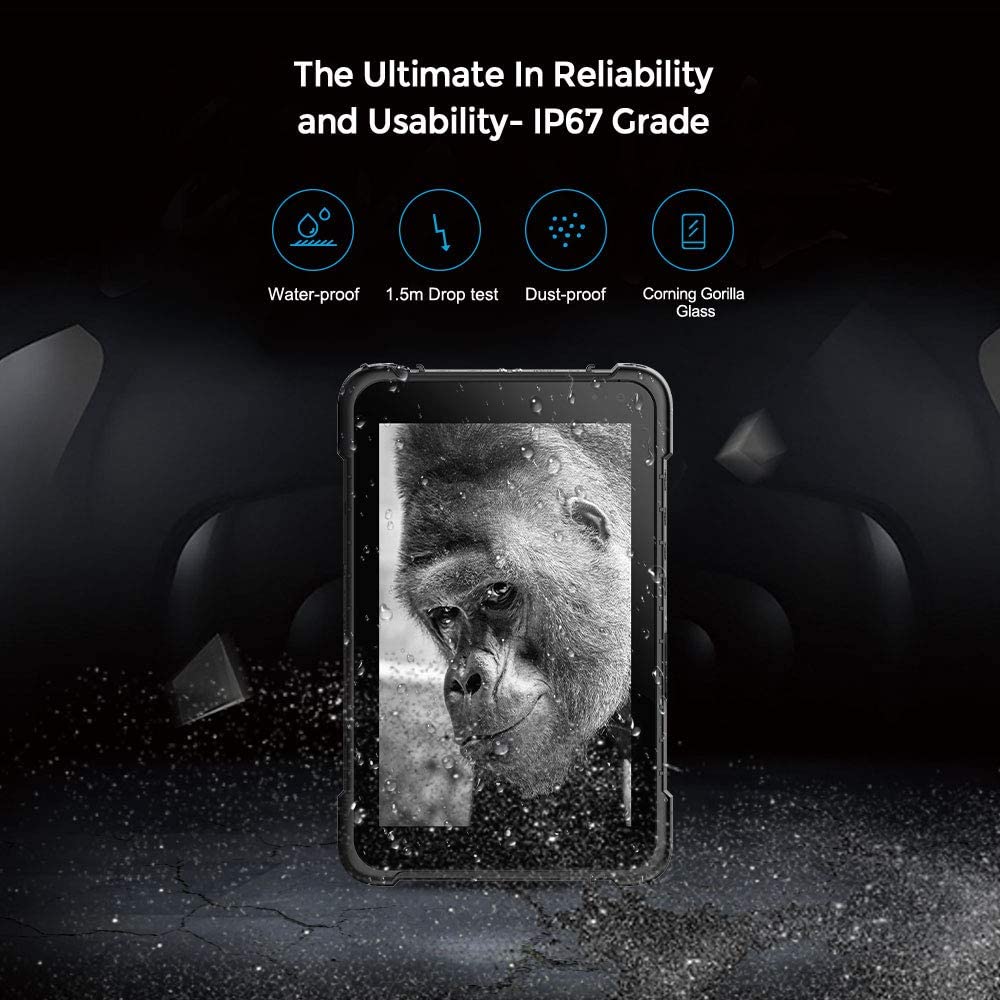 LOSRECAL Rugged Tablet Android 8.1 GMS Zebra 2D Android Barcode Scanner 8 Inch Industrial Tablet MIL-STD-810G IP67 WiFi NFC 4G GPS BT 8500mAh Android Tablet for Warehouse Management Field Mobile Work