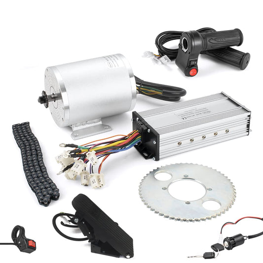 Motor eléctrico 1600W 48V go kart Kit de motor eléctrico con acelerador 33A Controlador de velocidad BLDC ATV Kits Scooter Ebike Kit de conversión Cadena T8F