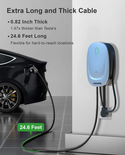 Wattsaving Cargador EV de nivel 2 – Estación de carga de vehículo eléctrico de 240 voltios hasta 40 amperios con enchufe NEMA 14-50 y cable de 24.6 pies, color negro