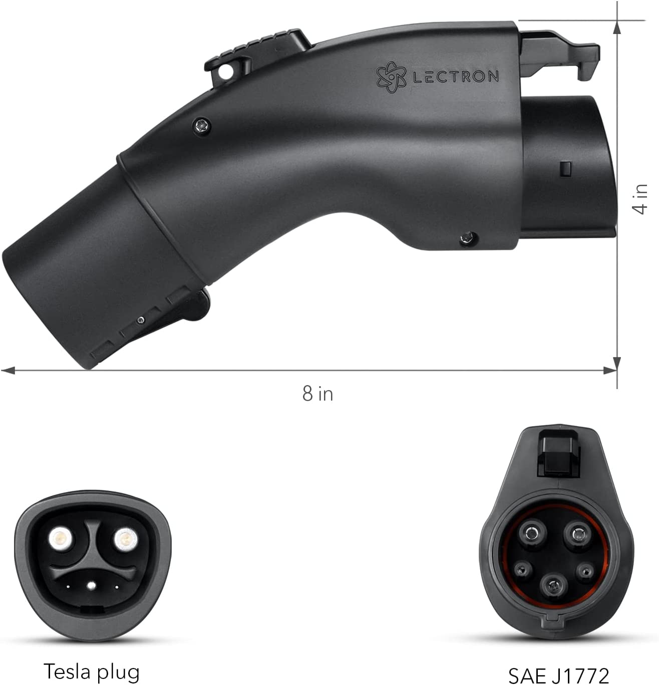 Lectron [Solo para J1772 EVs Tesla a J1772 Adaptador de carga, máximo 48 amperios y 250 V, compatible con conectores Tesla de alta potencia, cargadores de destino y conectores móviles (negro)