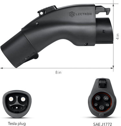 Lectron [Solo para J1772 EVs Tesla a J1772 Adaptador de carga, máximo 48 amperios y 250 V, compatible con conectores Tesla de alta potencia, cargadores de destino y conectores móviles (negro)
