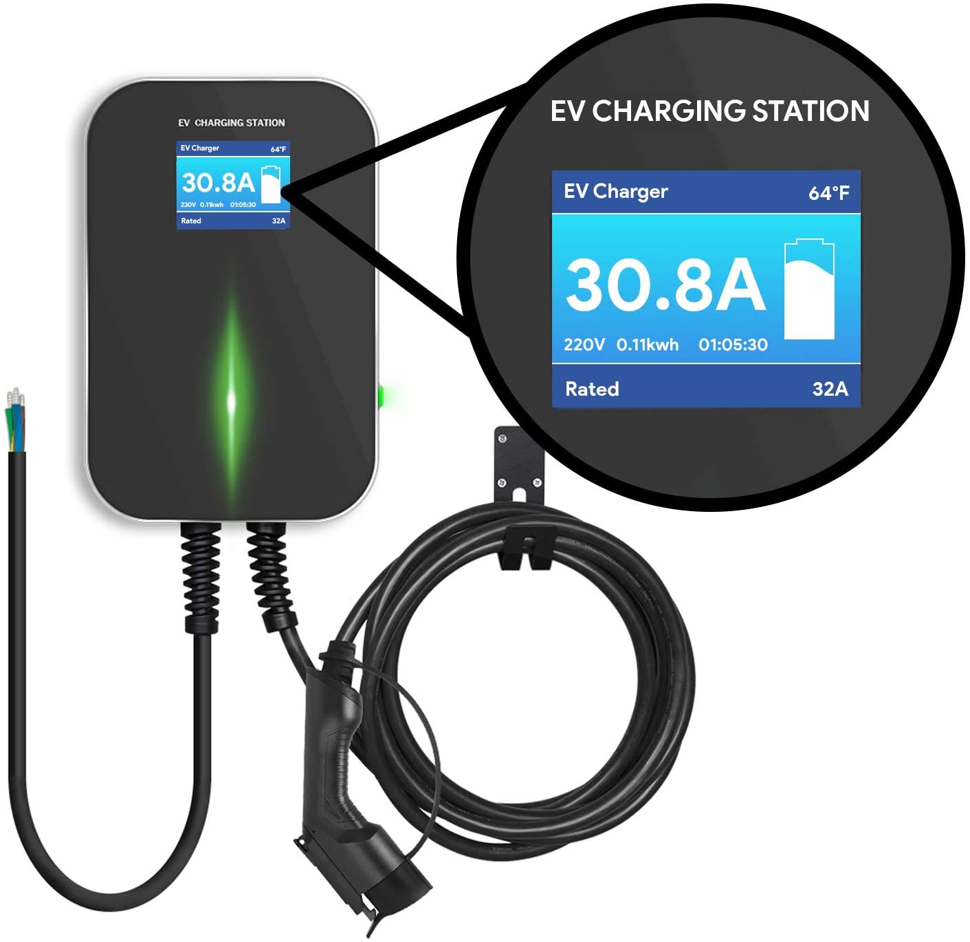 Lectron 240V 32 Amp Level 2 Electric Vehicle (EV) Charging Station with 20ft/6m J1772 Cable & NEMA 14-50 Plug - EVSE 7.68kW Compatible with All SAE J1772 Electric Vehicles