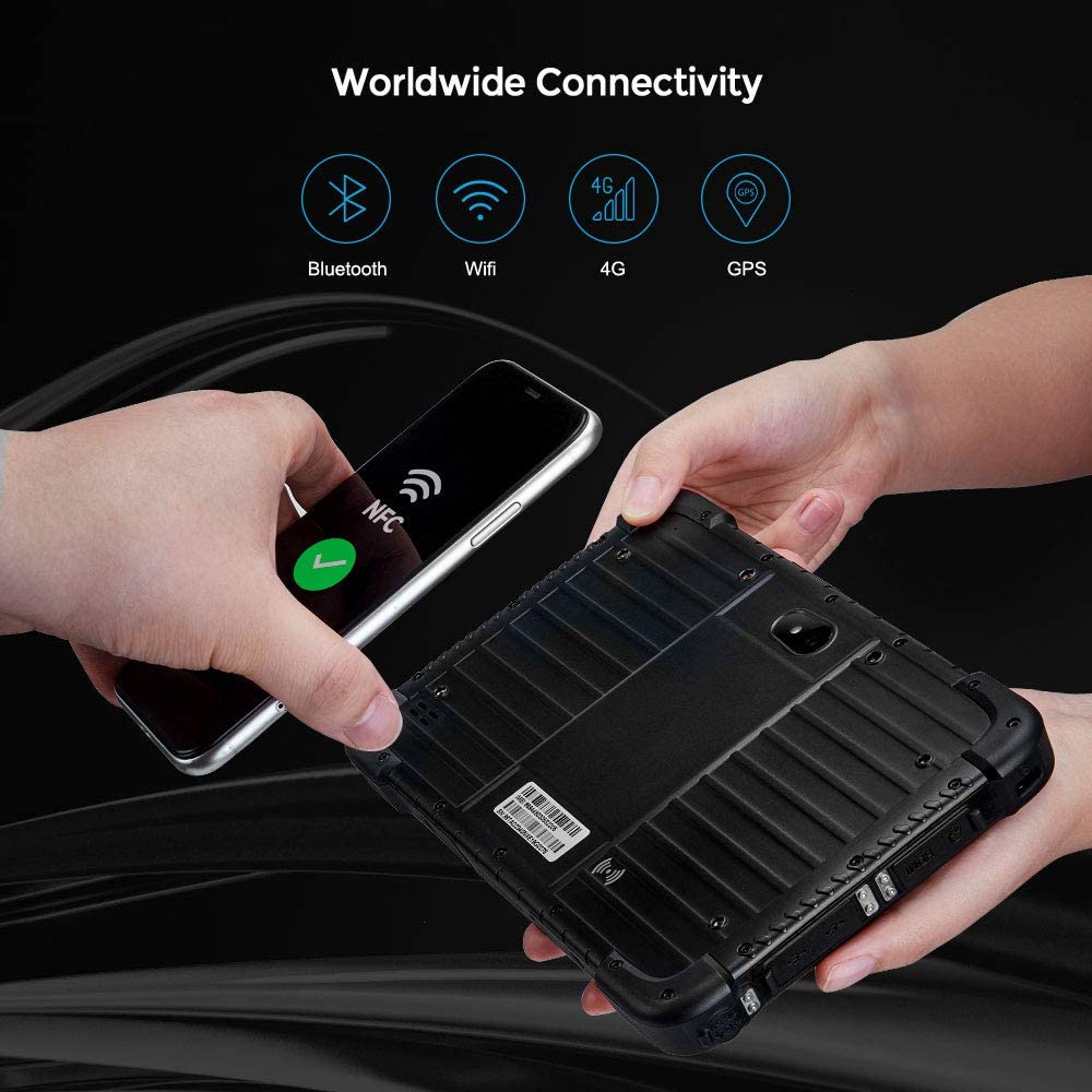 LOSRECAL Rugged Tablet Android 8.1 GMS Zebra 2D Android Barcode Scanner 8 Inch Industrial Tablet MIL-STD-810G IP67 WiFi NFC 4G GPS BT 8500mAh Android Tablet for Warehouse Management Field Mobile Work