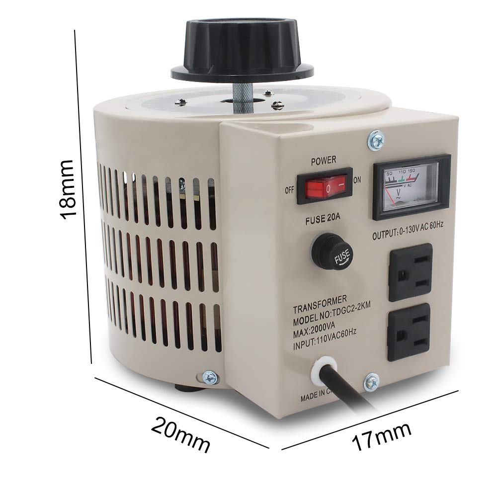 Regulador de voltaje variable del transformador variable, salida 0-130 V, entrada de 110 V-120 V