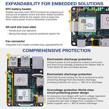 youyeetoo Tinker Board 2S placa única RK3399 Mali-T860 MP4 GPU para AI Android 10 Debian 9 2GB 16GB eMMC WiFi Bluetooth HDMI DP DSI