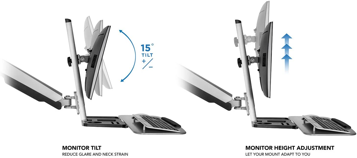 Mount-It! Sit Stand Workstation for Single Monitor and Keyboard - Height Adjustable Standing Desk Mount with Monitor Mount and Keyboard Tray