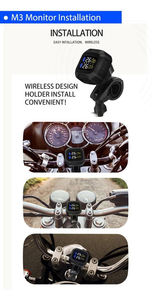 Tyre Pressure Monitoring System,Super Waterproof Sun Protection Tpms System Universal Tyre Pressure and Temperature Gauge With2 External Sensors TPMS,ORANGELD