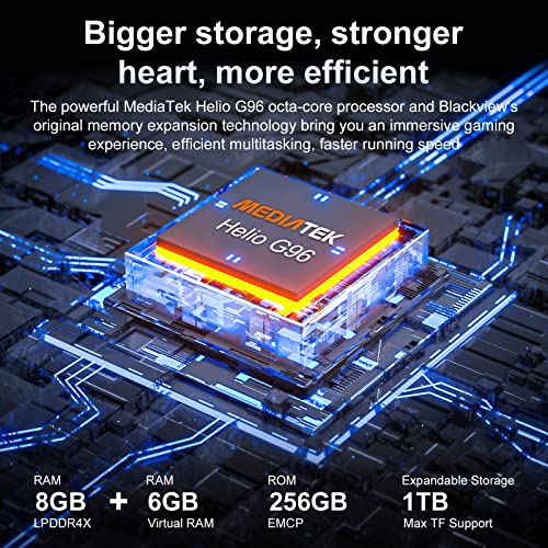 Blackview - Teléfonos resistentes desbloqueados, BV9200 Android (2023), 14 GB+256 GB/1 TB de teléfono celular desbloqueado, 66 W Fast+ 30 W de carga inalámbrica, Octa-core Helio G96, visualización de 2.4 K 120Hz, cámara de 50 MP, Android 12, NFC