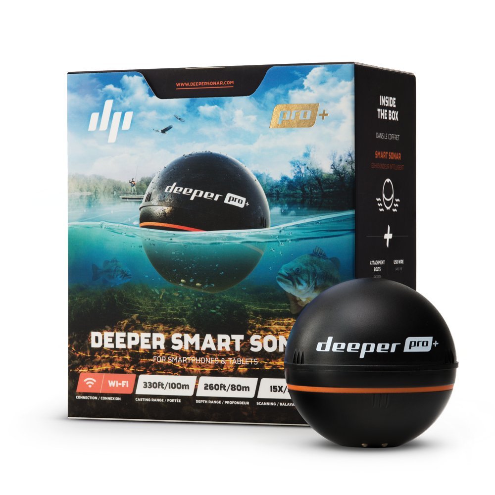 Deeper PRO+ Smart Sonar - GPS Portable Wireless Wi-Fi Fish Finder for Shore and Ice Fishing