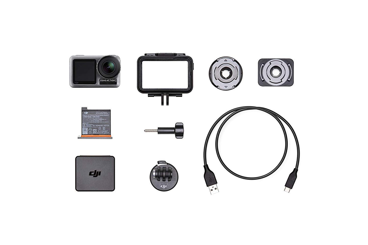 DJI OSMO Action Cam Digital Camera with 2 Displays 36FT/11M Waterproof 4K HDR-Video 12MP 145° Angle Black