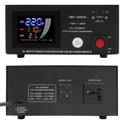 Yinleader 1500W Transformador automático (220V a 110V, 110V a 220V) Convertidor Elevador-Reductor 110/120v - 220/240v TMK-1600