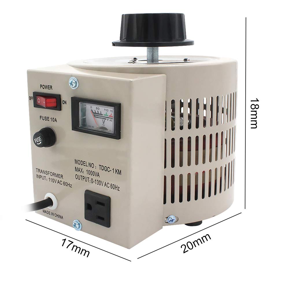 Regulador de voltaje variable del transformador variable, salida 0-130 V, entrada de 110 V-120 V