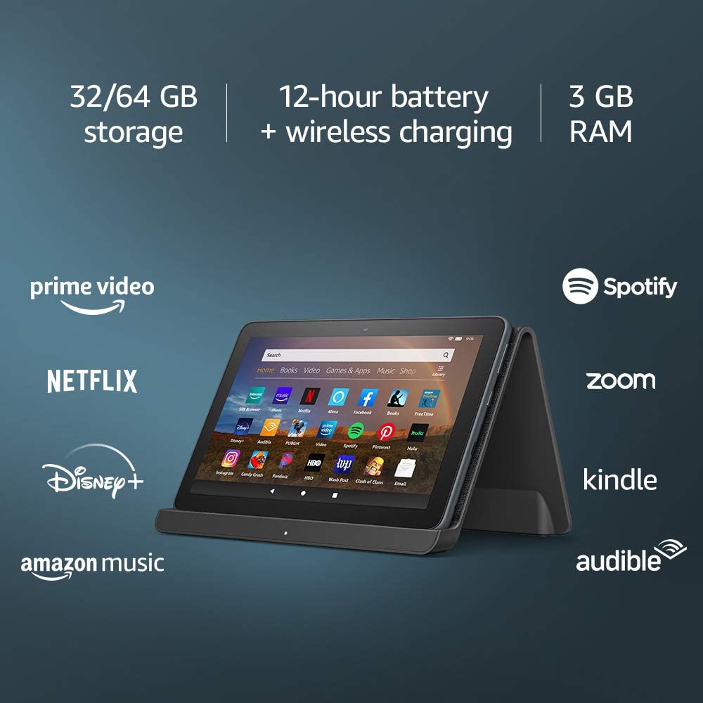 All-new Fire HD 8 Plus tablet, HD display, 32 GB, our best 8" tablet for portable entertainment, Slate, without ads
