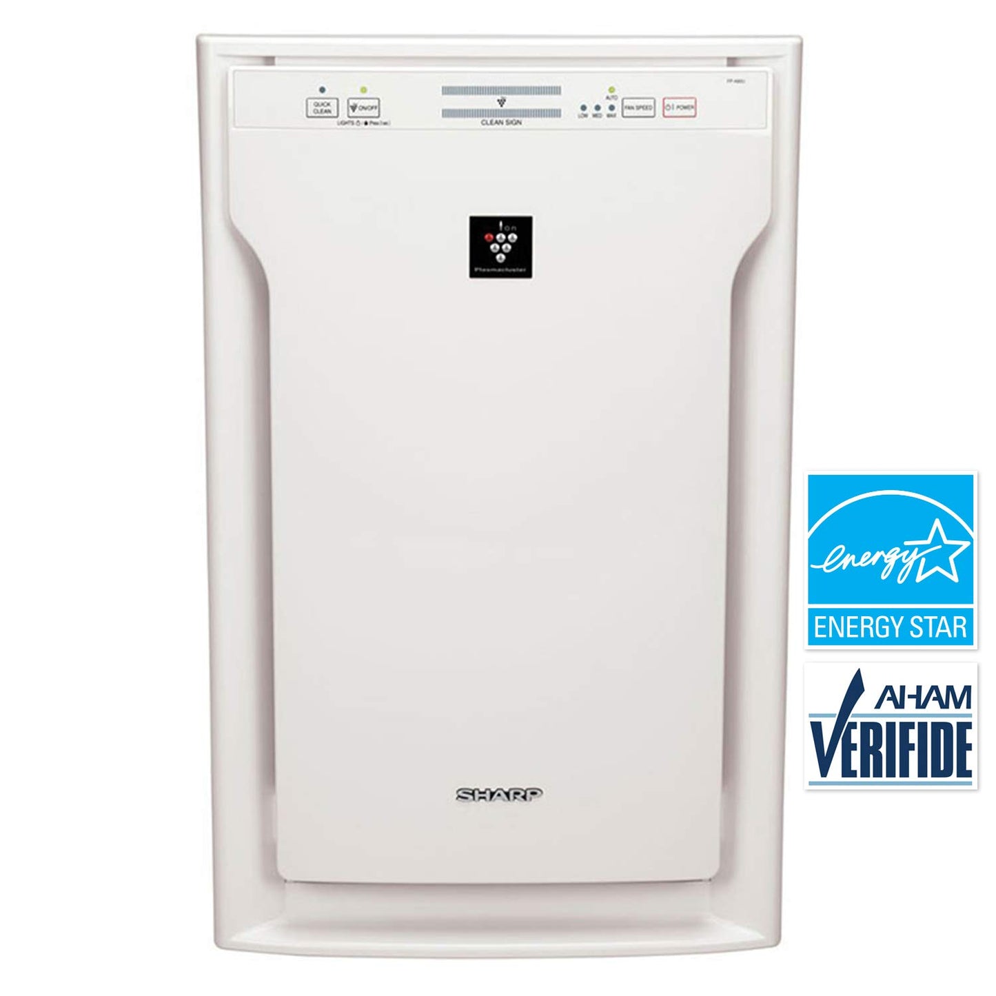 Purificador de aire Sharp Dual Action, con tecnología PlasmaclusterIon segura y patentada + filtro HEPA verdadero, para alergias al polen / polvo / caspa de mascotas / humo, reduce gérmenes / bacterias / virus / moho / hongos, FPA80UW