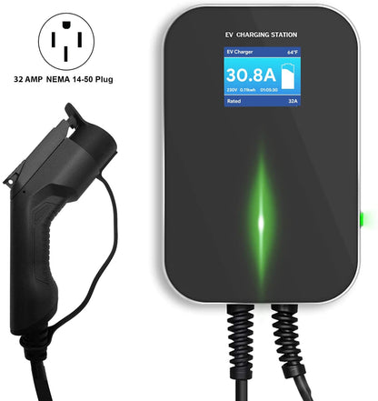 Lectron 240V 32 Amp Level 2 Electric Vehicle (EV) Charging Station with 20ft/6m J1772 Cable & NEMA 14-50 Plug - EVSE 7.68kW Compatible with All SAE J1772 Electric Vehicles