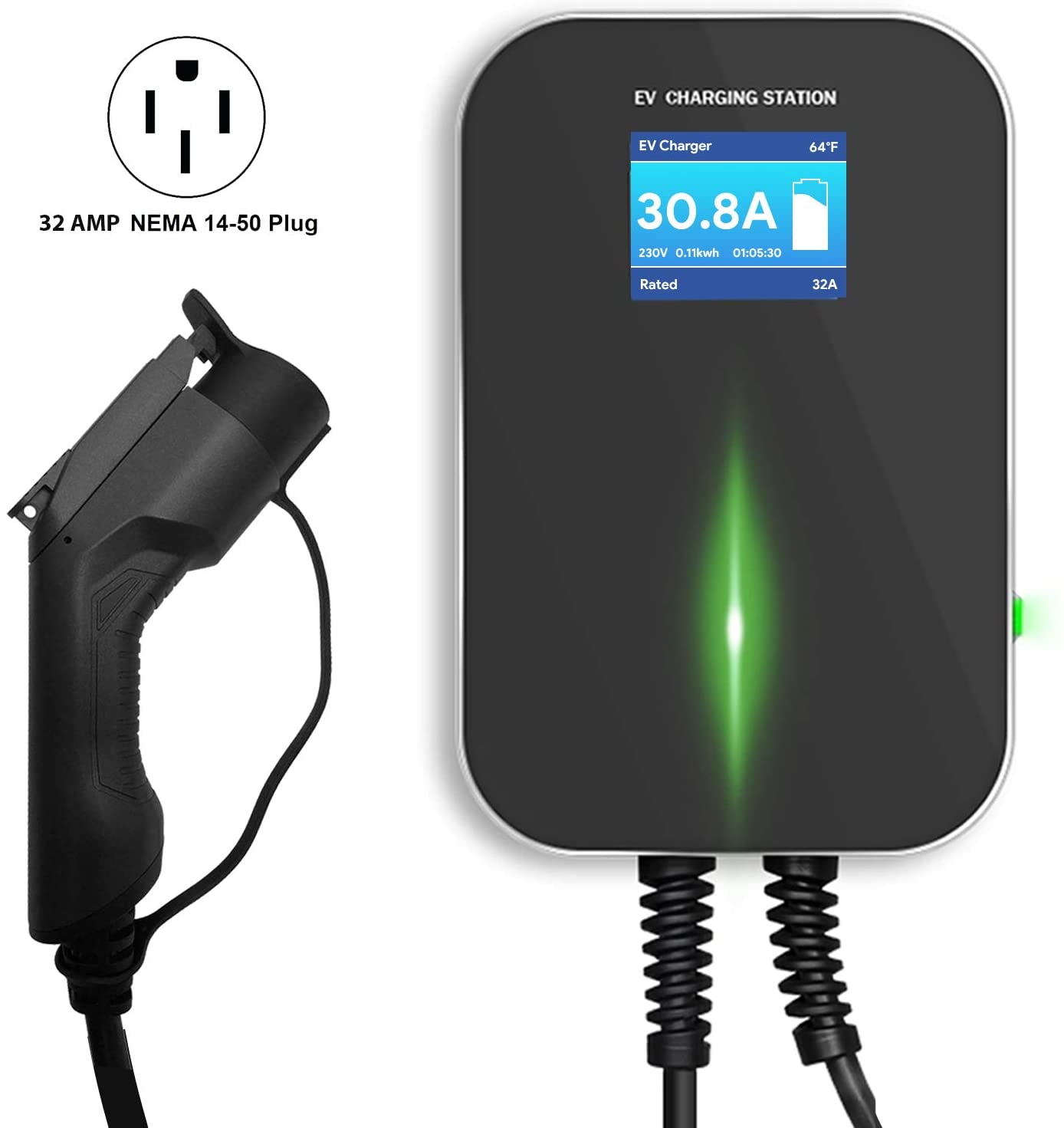 Estación de carga Lectron 240V 32 Amp Nivel 2 para vehiculos electricos  EVSE 7.68kW Compatible con todos los vehículos eléctricos SAE J1772