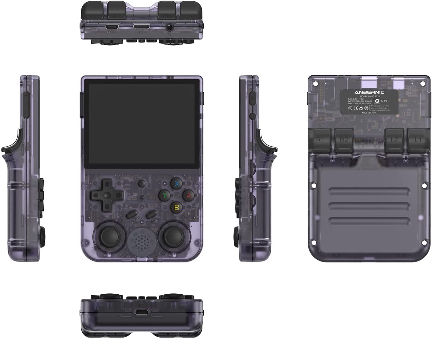 RG353V - Consola de juegos portátil de 3.5" visualización IPS de 640x480 CPU de alta resolución RK3566 Quad-Core OS Android 11 Linux 2G/64G+16G