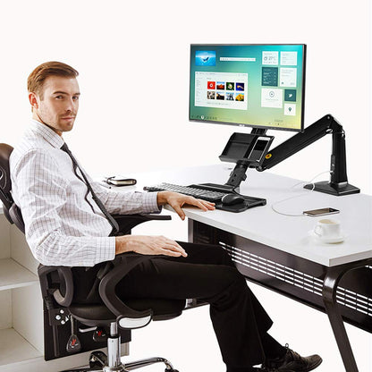 NB North Bayou Sit Stand Desk Converter Height Adjustable Standing Desk Workstation for 22''-35'' Monitor Mount Arm with Keyboard Tray FC35 (White-for 22''-35'' Monitor Within 6.6~19.8 lbs)