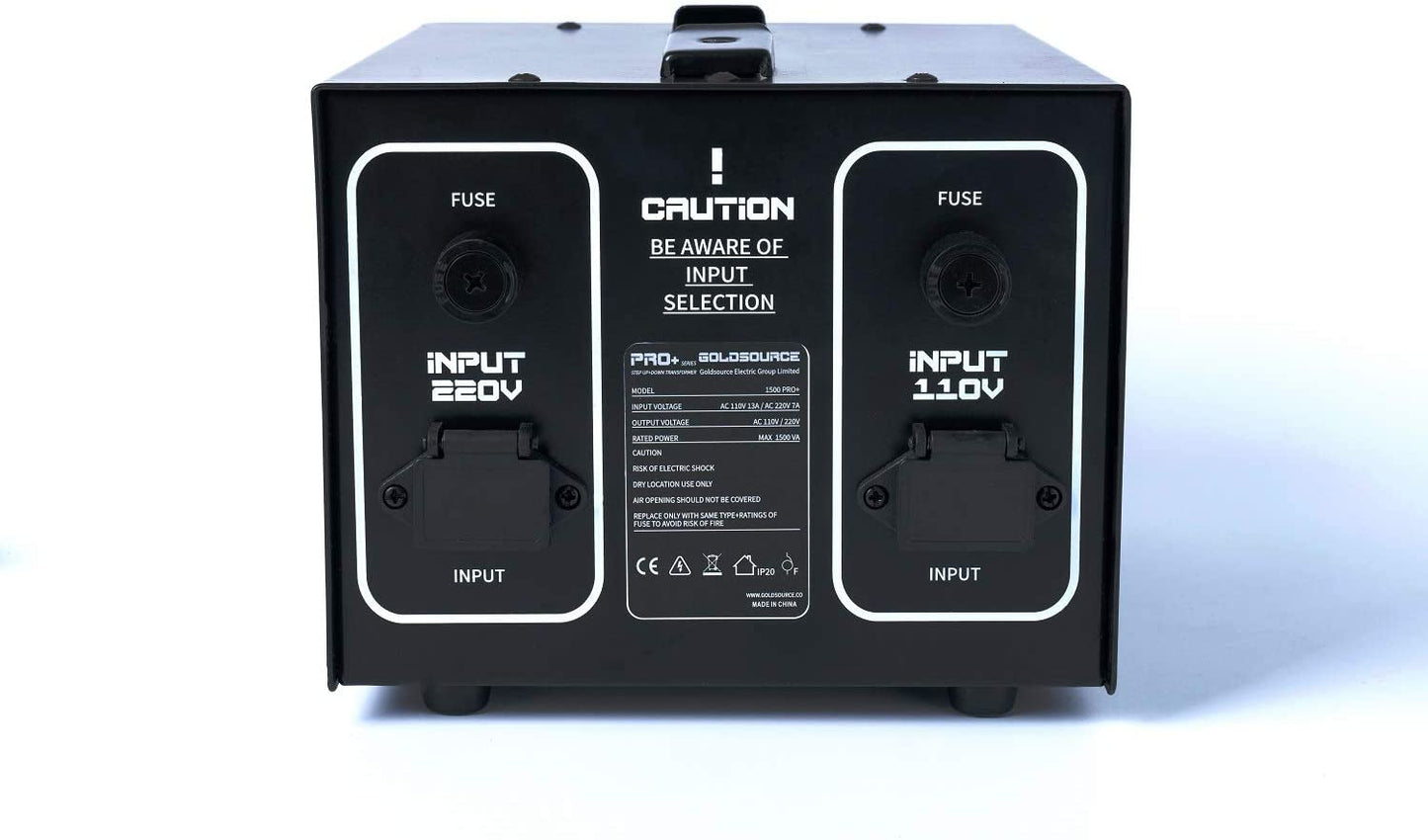 Goldsource 3000 W Pro+ Convertidor de corriente – Convertidor de voltaje de 110 a 220 – Enchufe de Estados Unidos con enchufe universal – Diseño mejorado con portafusibles – Enchufes C y puerto USB de 5 V CC – Ideal para uso doméstico