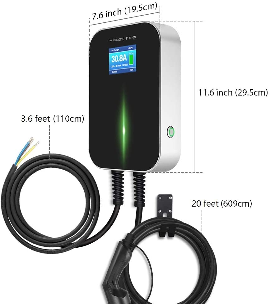 Lectron 240V 32 Amp Level 2 Electric Vehicle (EV) Charging Station with 20ft/6m J1772 Cable & NEMA 14-50 Plug - EVSE 7.68kW Compatible with All SAE J1772 Electric Vehicles