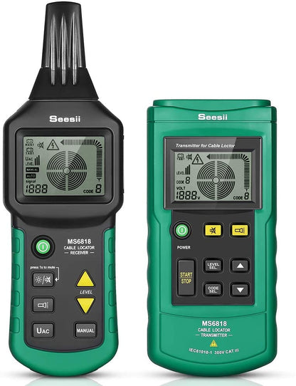 Seesii Localizador de cables portátil MS6818 localizador de cables de teléfono 12 V-400 V AC/DC subterráneo detector de tuberías profesional 