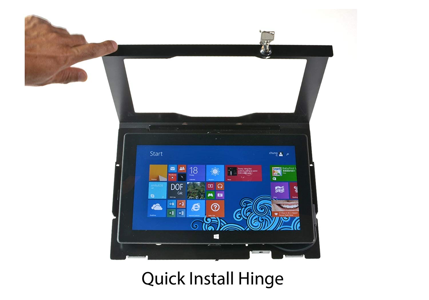 TABcare Locking Security Metal Case for Lenovo Miix 10" Tablet Supports Wall Mount 75/100 mm VESA (Black